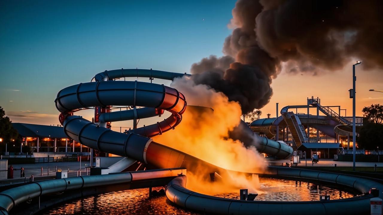 Пожар в аквапарке Yas Waterworld: сгорела крупнейшая водная горка ОАЭ
